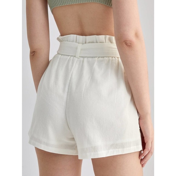 Boho Paperbag Belted Shorts high waist with pockets - olive green - Picture 11 of 11